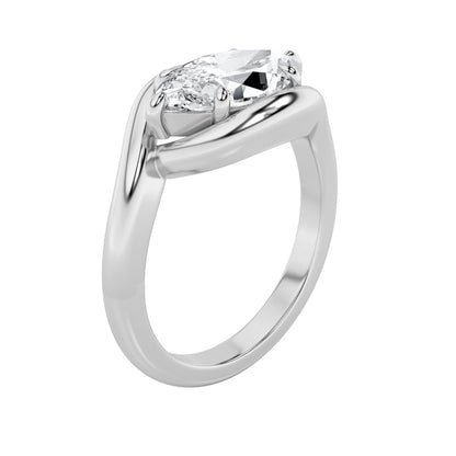 2Cttw Marquise Shaped Lab Grown Diamond (F/VS) East West Solitaire Ring in 14K Gold