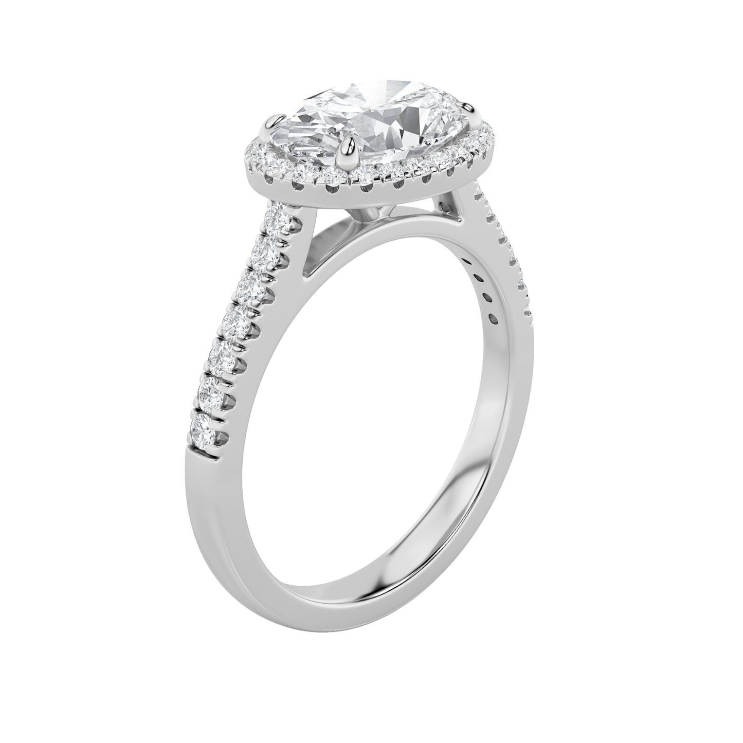 2Cttw Oval Shaped Lab Grown Diamond (F/VS) East West Accented Solitaire Ring in 14K Gold