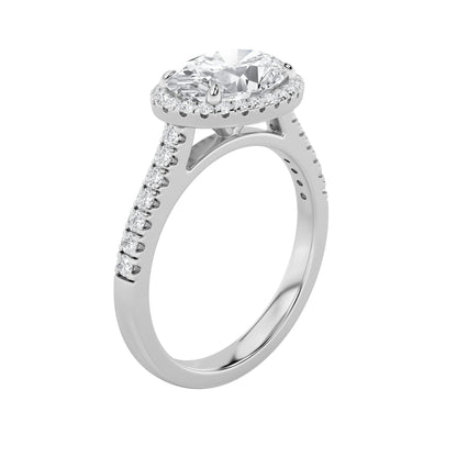2Cttw Oval Shaped Lab Grown Diamond (F/VS) East West Accented Solitaire Ring in 14K Gold