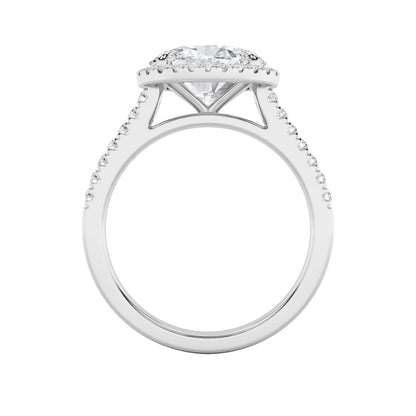 2Cttw Oval Shaped Lab Grown Diamond (F/VS) East West Accented Solitaire Ring in 14K Gold