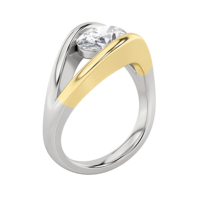 1.5Cttw Oval Shaped Lab Grown Diamond (F/VS) East West Solitaire Ring in 14K Gold