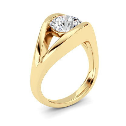 2Cttw Round Shaped Lab Grown Diamond (F/VS) East West Solitaire Fancy Ring in 14K Gold