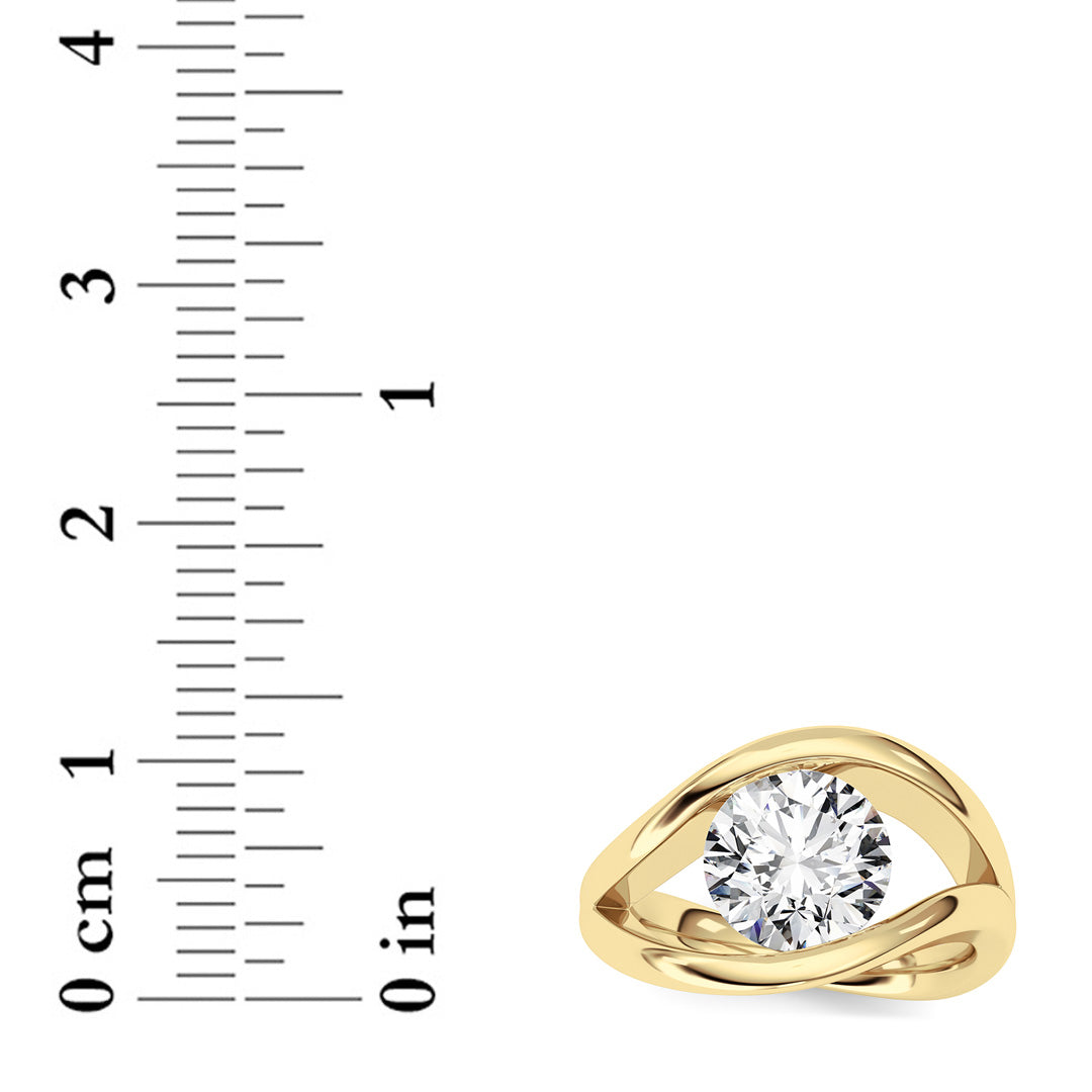 2Cttw Round Shaped Lab Grown Diamond (F/VS) East West Solitaire Fancy Ring in 14K Gold