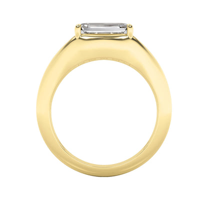 2Cttw Emerald Shaped Lab Grown Diamond (F/VS) East West Solitaire Ring in 14K Gold