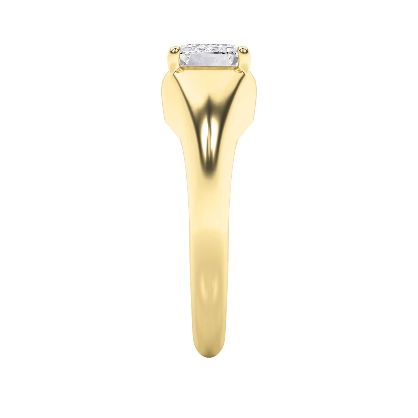 2Cttw Emerald Shaped Lab Grown Diamond (F/VS) East West Solitaire Ring in 14K Gold