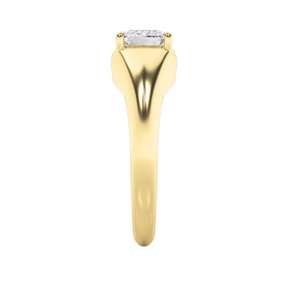 2Cttw Emerald Shaped Lab Grown Diamond (F/VS) East West Solitaire Ring in 14K Gold