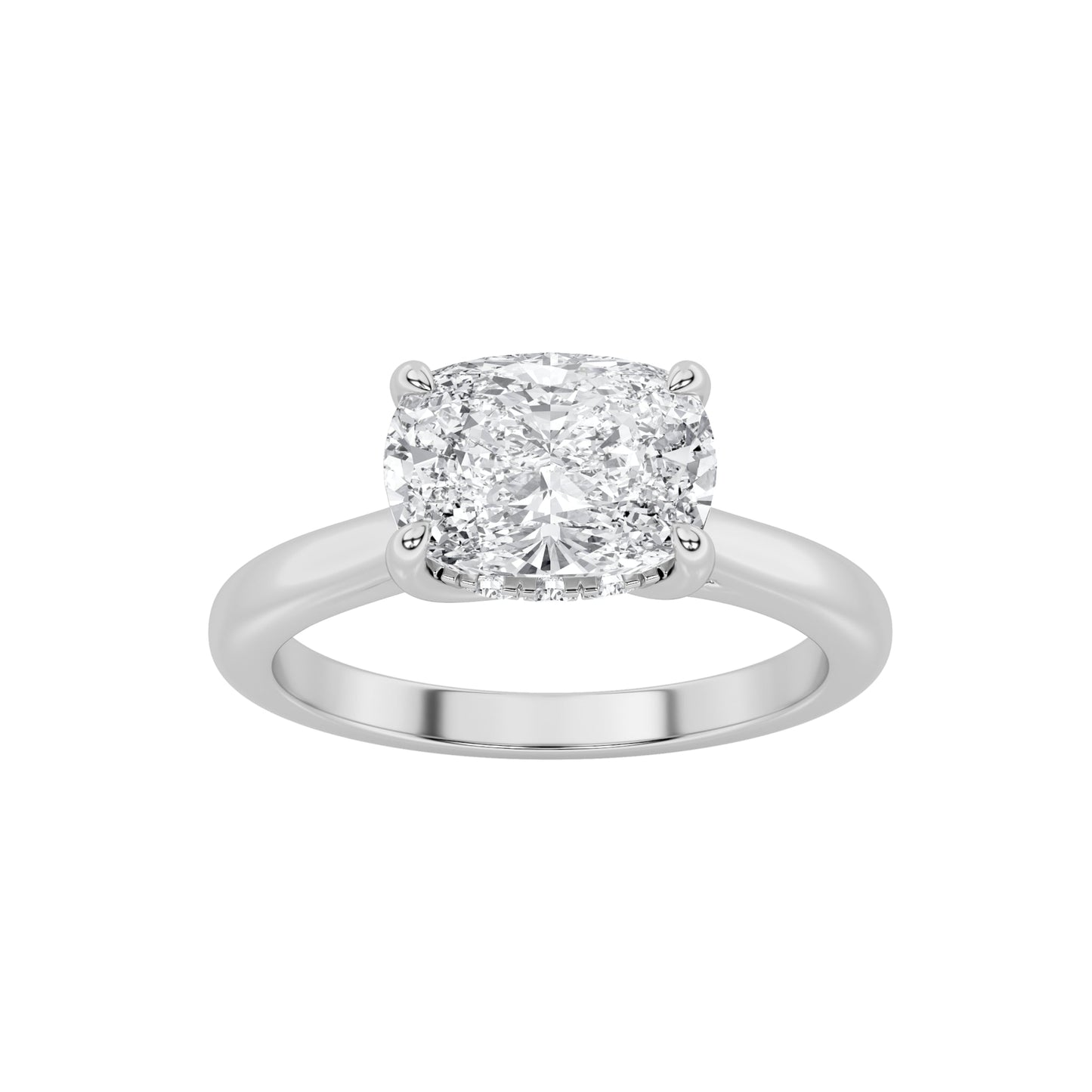 1.5Cttw Elongated Cushion Shaped Lab Grown Diamond(F/VS) East West Solitaire Ring in 14K Gold