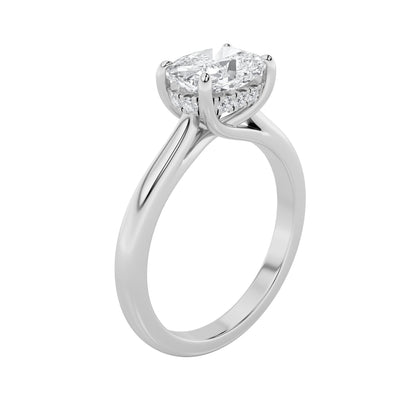 1.5Cttw Elongated Cushion Shaped Lab Grown Diamond(F/VS) East West Solitaire Ring in 14K Gold