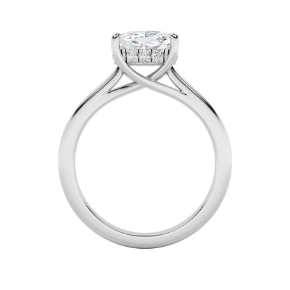 1.5Cttw Elongated Cushion Shaped Lab Grown Diamond(F/VS) East West Solitaire Ring in 14K Gold