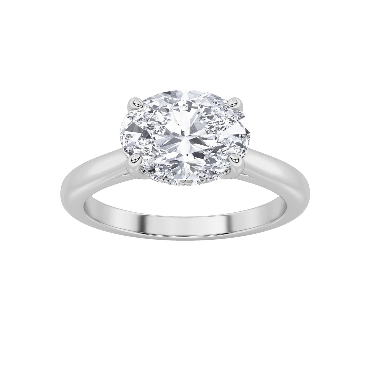 1.5Cttw Oval Shaped Lab Grown Diamond (F/VS) East West Solitaire Ring in 14K Gold