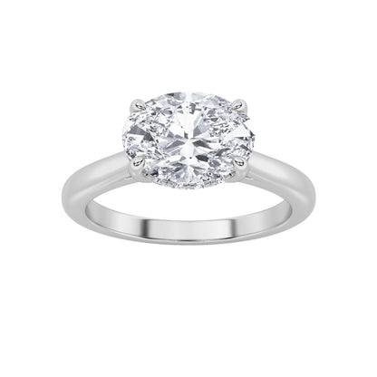 1.5Cttw Oval Shaped Lab Grown Diamond (F/VS) East West Solitaire Ring in 14K Gold