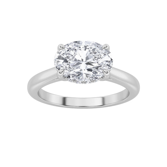 1.5Cttw Oval Shaped Lab Grown Diamond (F/VS) East West Solitaire Ring in 14K Gold