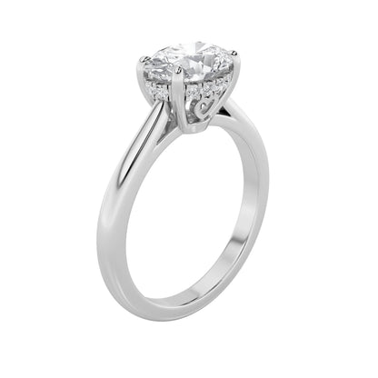 1.5Cttw Oval Shaped Lab Grown Diamond (F/VS) East West Solitaire Ring in 14K Gold