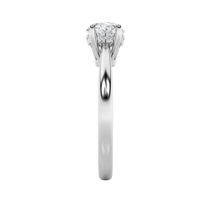 1.5Cttw Oval Shaped Lab Grown Diamond (F/VS) East West Solitaire Ring in 14K Gold
