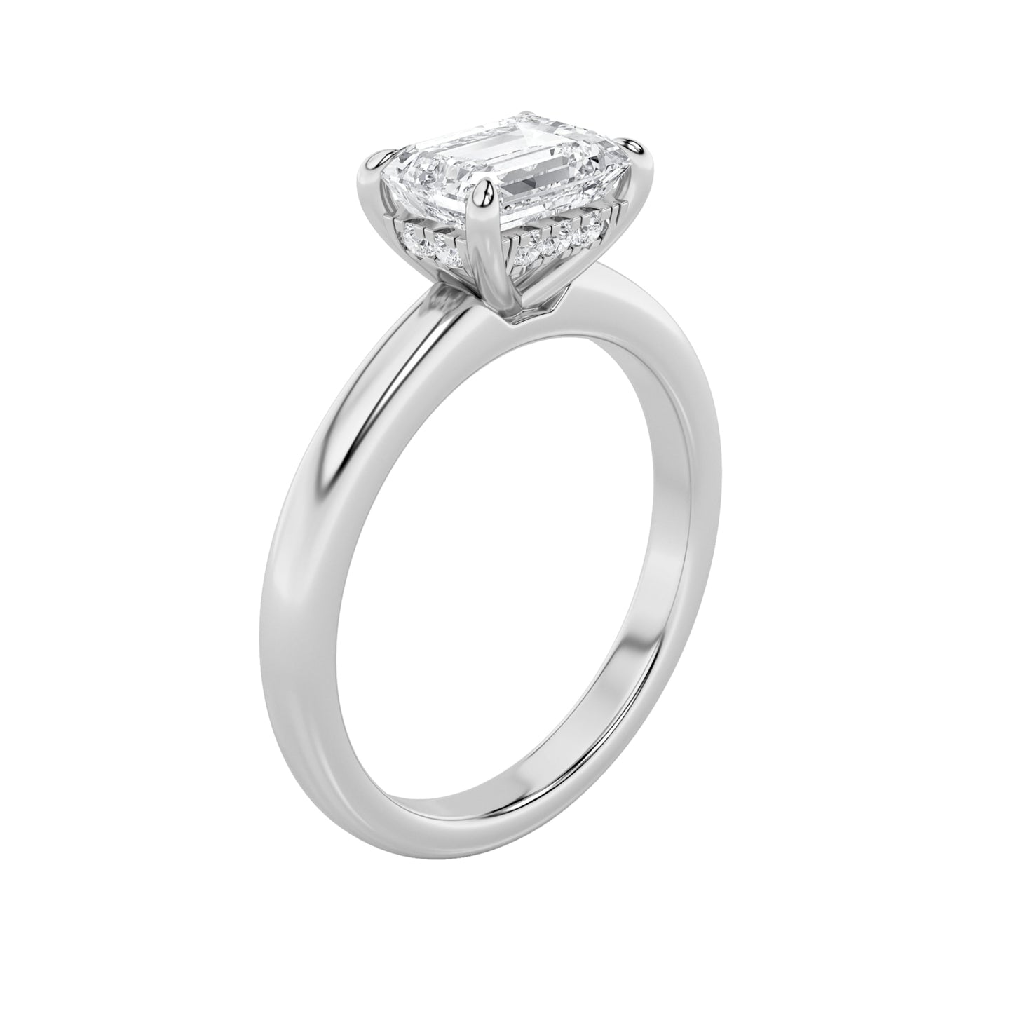 1.5Cttw Emerald Shaped Lab Grown Diamond (F/VS) East West Solitaire Ring in 14K Gold