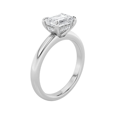 1.5Cttw Emerald Shaped Lab Grown Diamond (F/VS) East West Solitaire Ring in 14K Gold