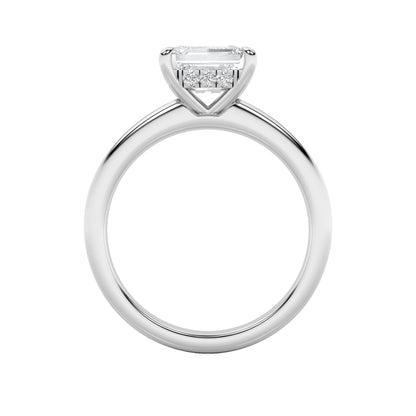1.5Cttw Emerald Shaped Lab Grown Diamond (F/VS) East West Solitaire Ring in 14K Gold
