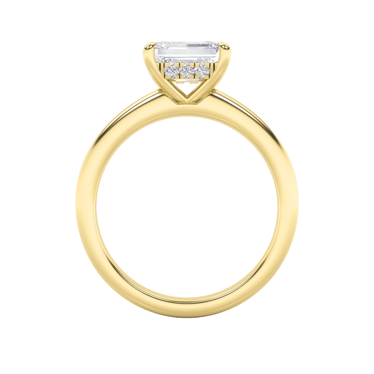 1.5Cttw Emerald Shaped Lab Grown Diamond (F/VS) East West Solitaire Ring in 14K Gold