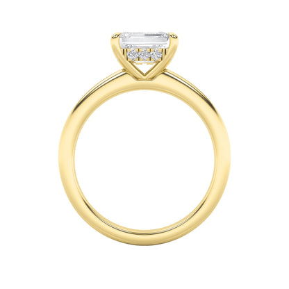 1.5Cttw Emerald Shaped Lab Grown Diamond (F/VS) East West Solitaire Ring in 14K Gold