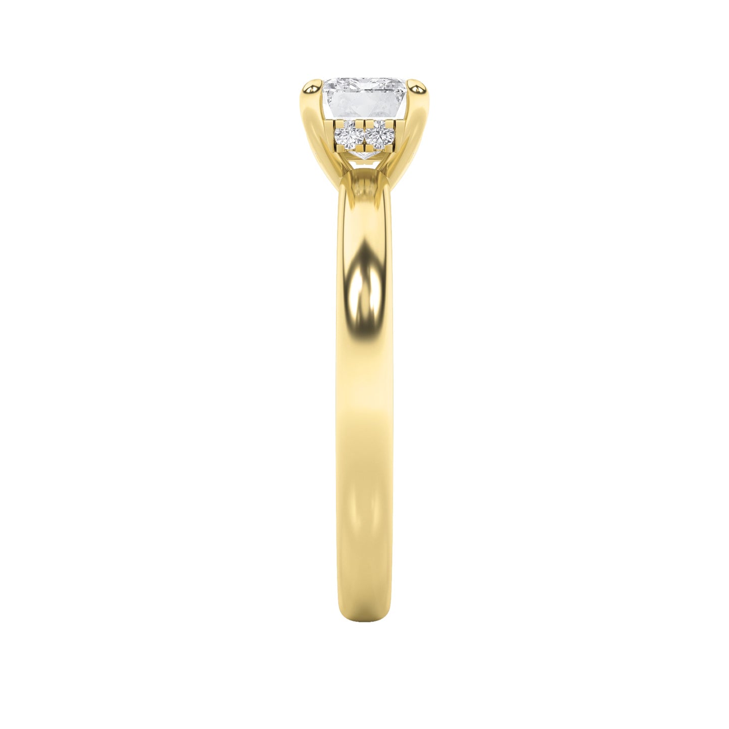 1.5Cttw Emerald Shaped Lab Grown Diamond (F/VS) East West Solitaire Ring in 14K Gold