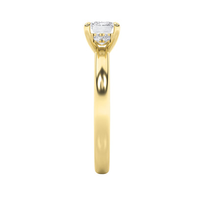 1.5Cttw Emerald Shaped Lab Grown Diamond (F/VS) East West Solitaire Ring in 14K Gold