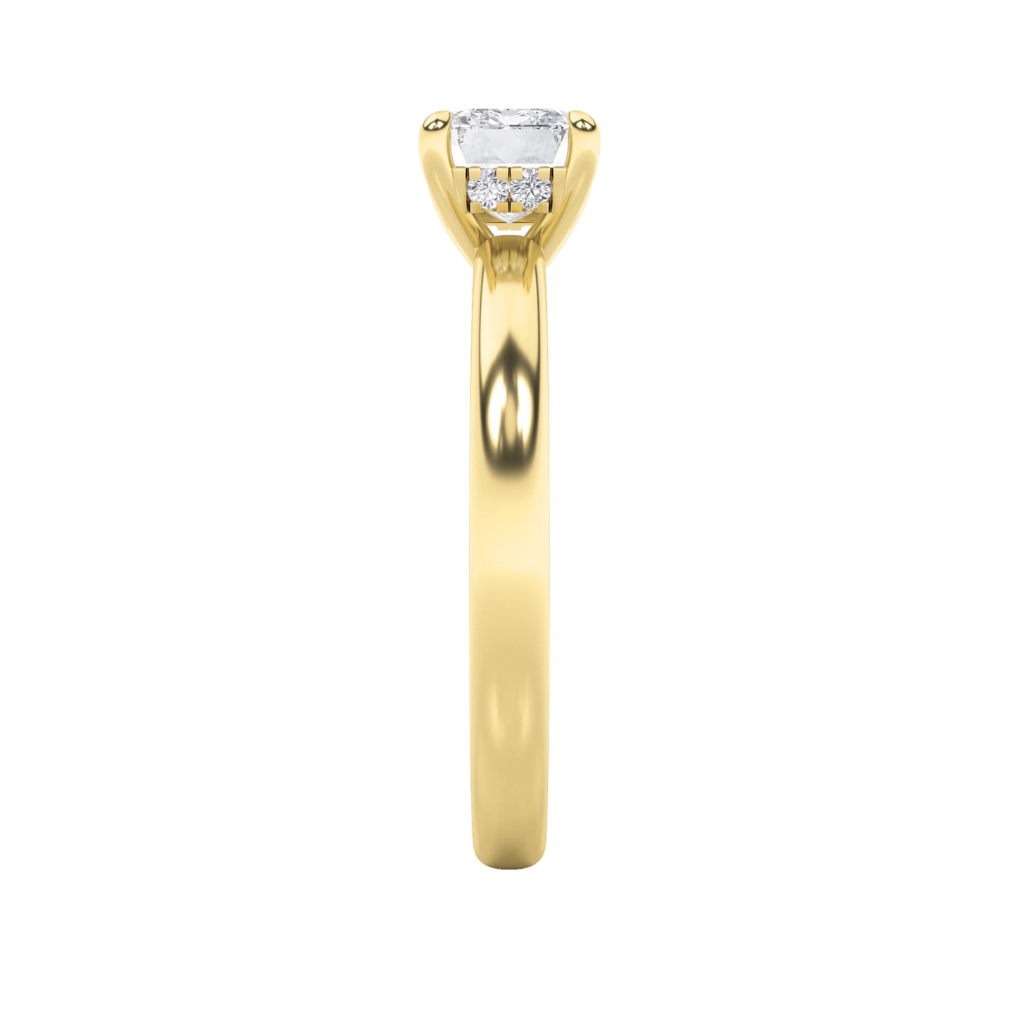 1.5Cttw Emerald Shaped Lab Grown Diamond (F/VS) East West Solitaire Ring in 14K Gold