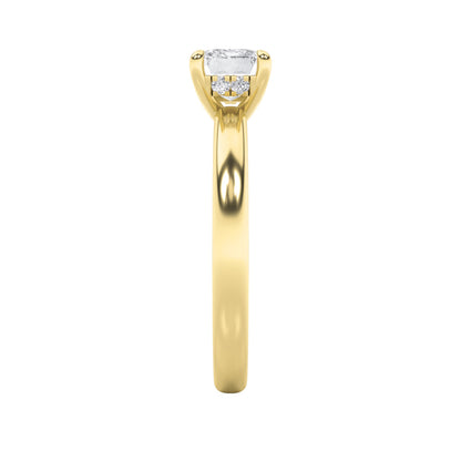 1.5Cttw Emerald Shaped Lab Grown Diamond (F/VS) East West Solitaire Ring in 14K Gold