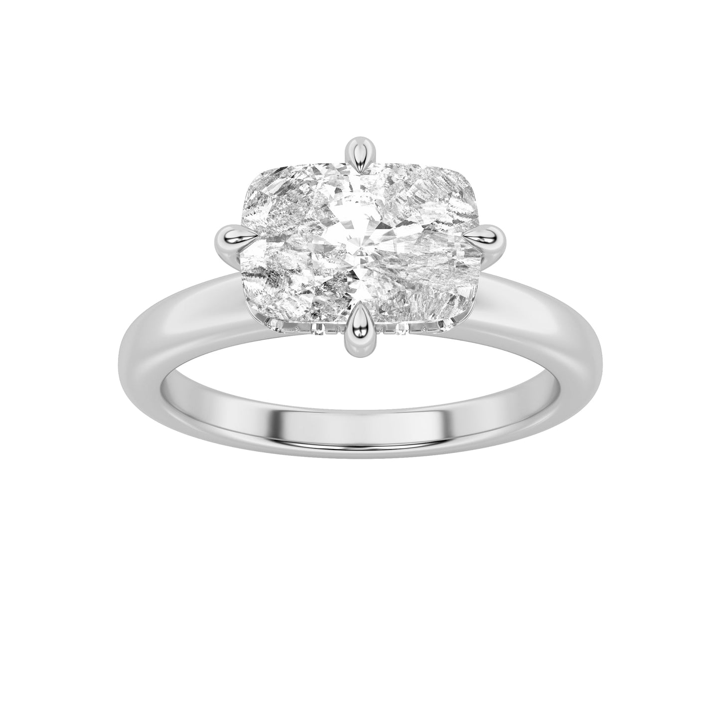 1.5Cttw Elongated Cushion Shaped Lab Grown Diamond(F/VS) East West Solitaire Ring in 14K Gold