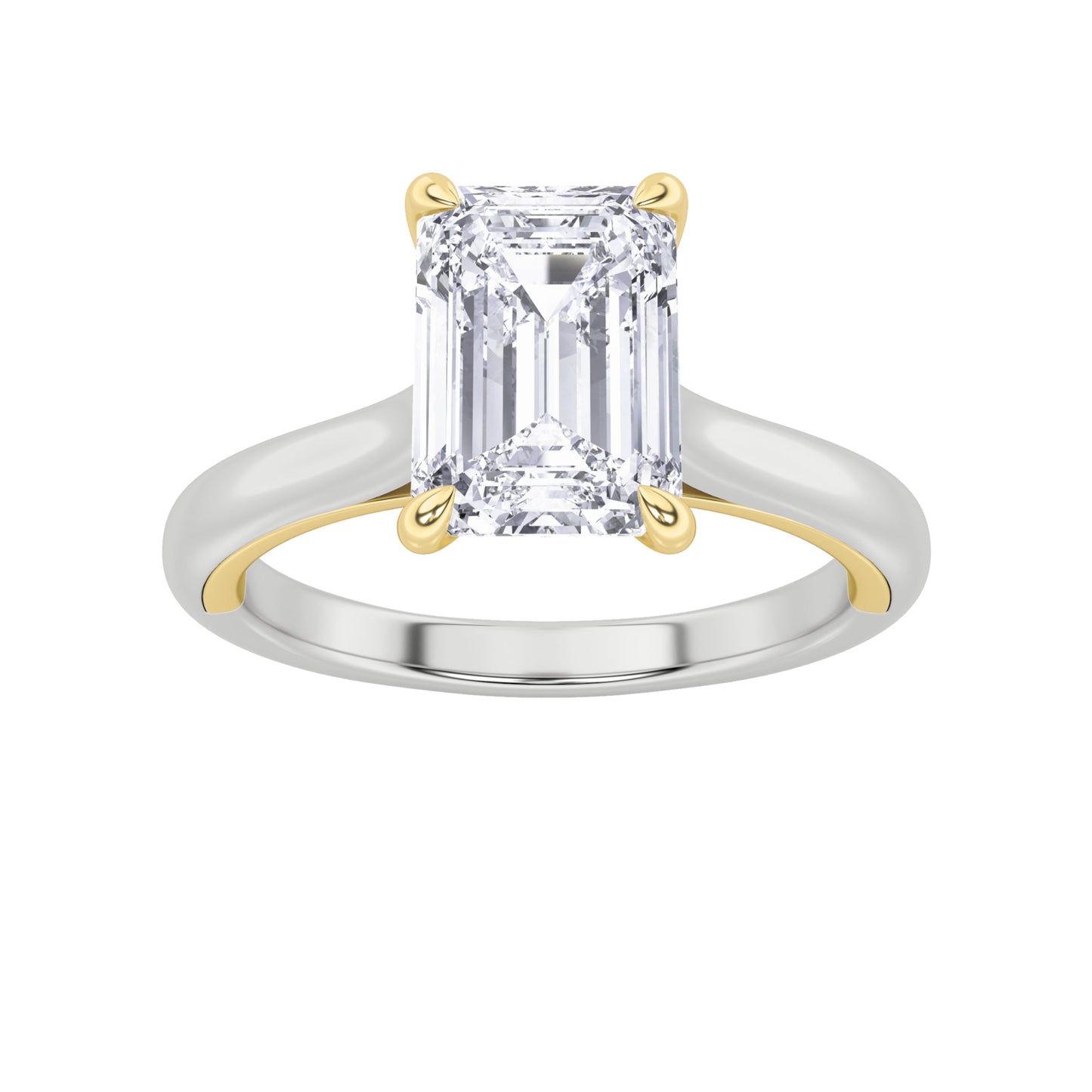 2Cttw Emerald Shaped Lab Grown Diamond (F/VS) Solitaire Engagement Ring in 14K Gold