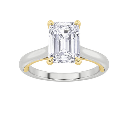 2Cttw Emerald Shaped Lab Grown Diamond (F/VS) Solitaire Engagement Ring in 14K Gold