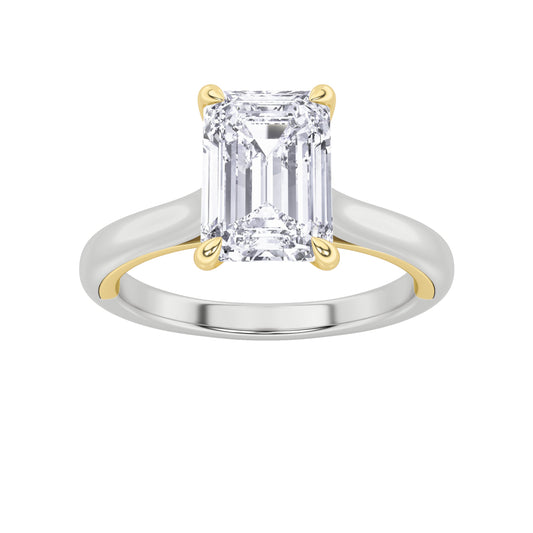 2Cttw Emerald Shaped Lab Grown Diamond (F/VS) Solitaire Engagement Ring in 14K Gold