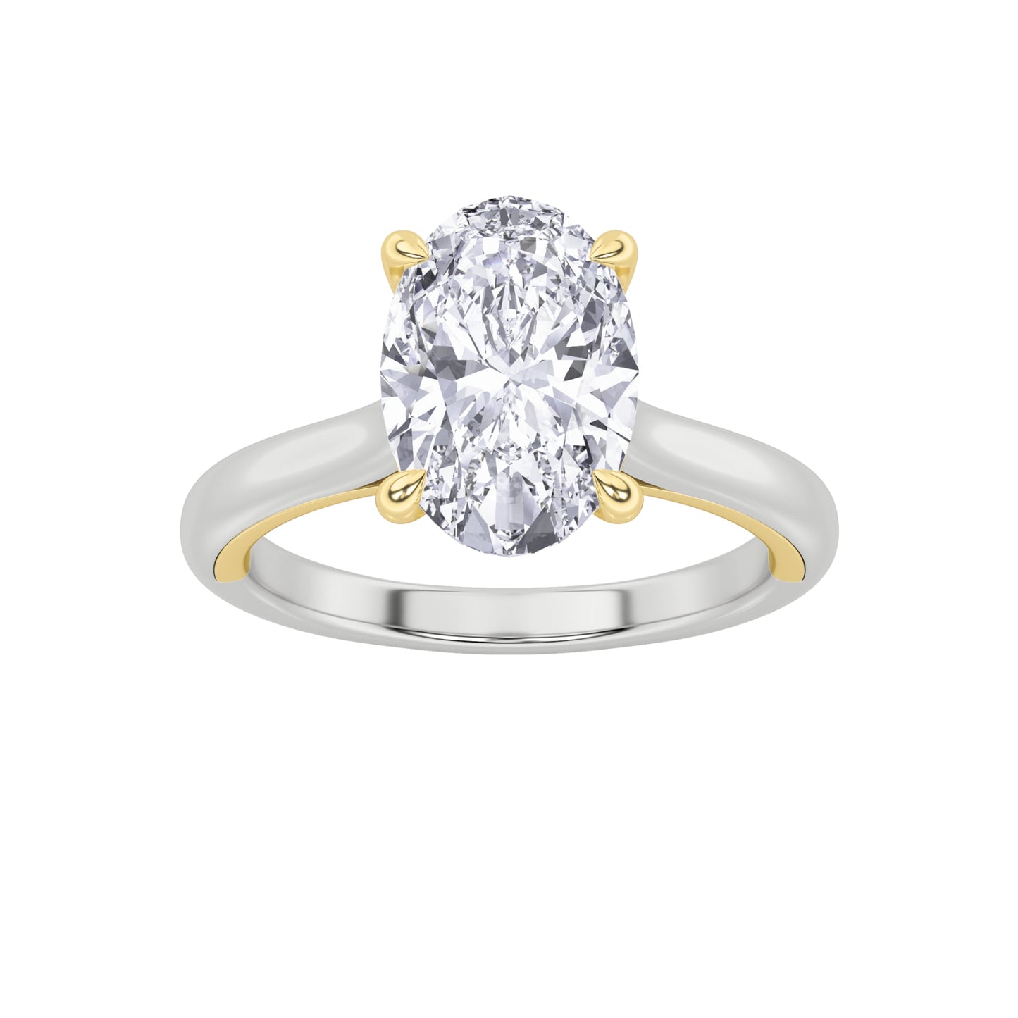 2Cttw Oval Shaped Lab Grown Diamond (F/VS) Solitaire Engagement Ring in 14K Gold