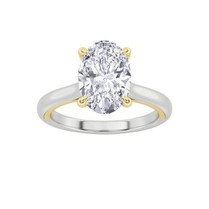 2Cttw Oval Shaped Lab Grown Diamond (F/VS) Solitaire Engagement Ring in 14K Gold