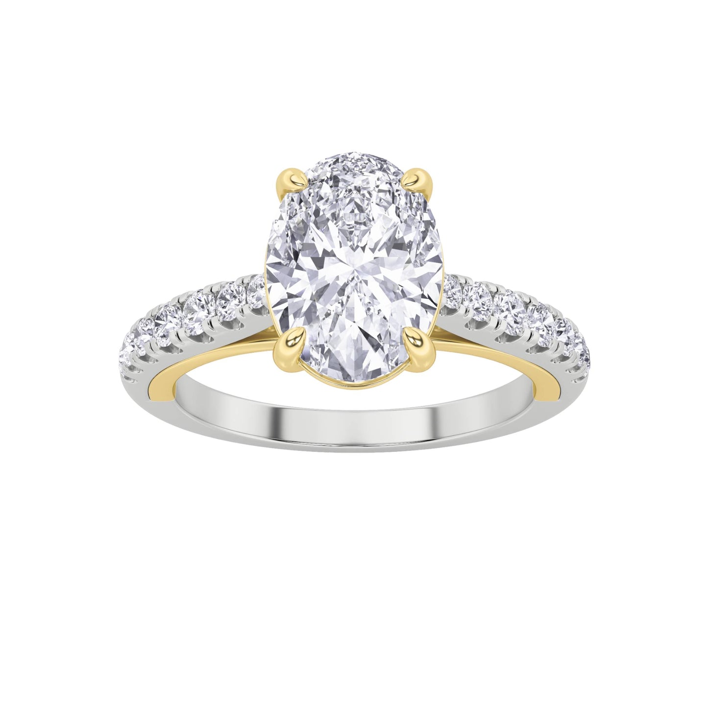 2Cttw Oval Shaped Lab Grown Diamond (F/VS) Solitaire Engagement Ring in 14K Gold