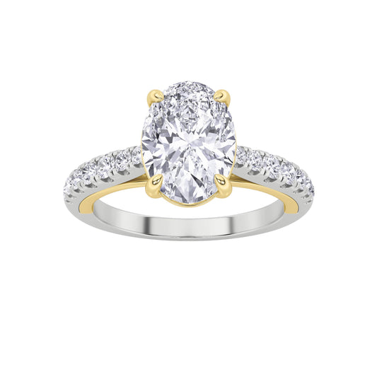 2Cttw Oval Shaped Lab Grown Diamond (F/VS) Solitaire Engagement Ring in 14K Gold