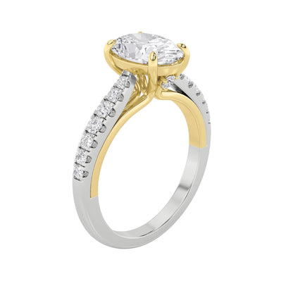 2Cttw Oval Shaped Lab Grown Diamond (F/VS) Solitaire Engagement Ring in 14K Gold