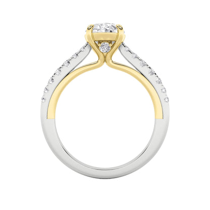 2Cttw Oval Shaped Lab Grown Diamond (F/VS) Solitaire Engagement Ring in 14K Gold
