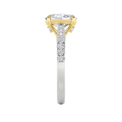 2Cttw Oval Shaped Lab Grown Diamond (F/VS) Solitaire Engagement Ring in 14K Gold