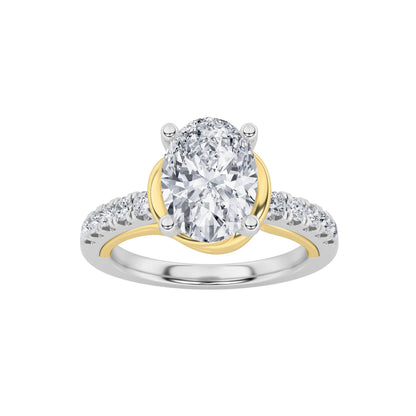 2Cttw Oval Shaped Lab Grown Diamond (F/VS) Solitaire Engagement Ring in 14K Gold