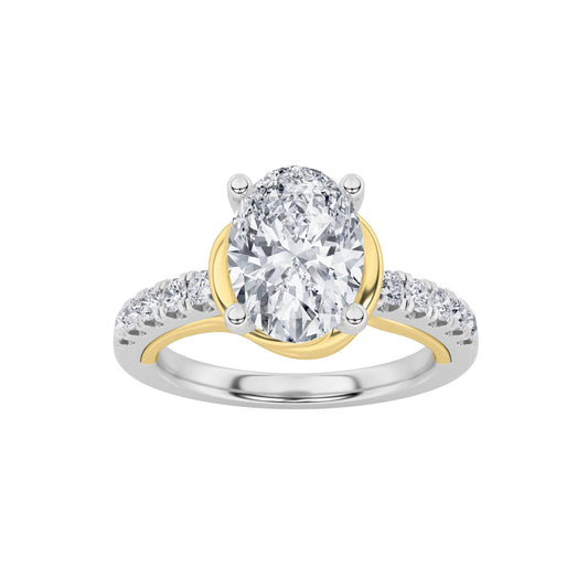 2Cttw Oval Shaped Lab Grown Diamond (F/VS) Solitaire Engagement Ring in 14K Gold