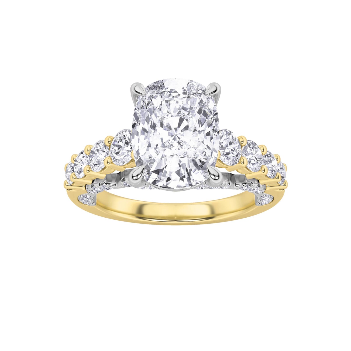 4Cttw Elongated Cushion Shaped Lab Grown Diamond (F/VS)  Ring in 14K Gold