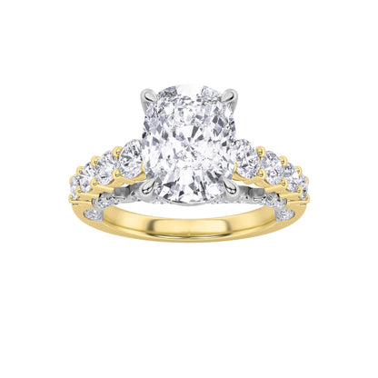 4Cttw Elongated Cushion Shaped Lab Grown Diamond (F/VS)  Ring in 14K Gold