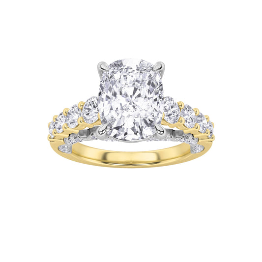 4Cttw Elongated Cushion Shaped Lab Grown Diamond (F/VS)  Ring in 14K Gold