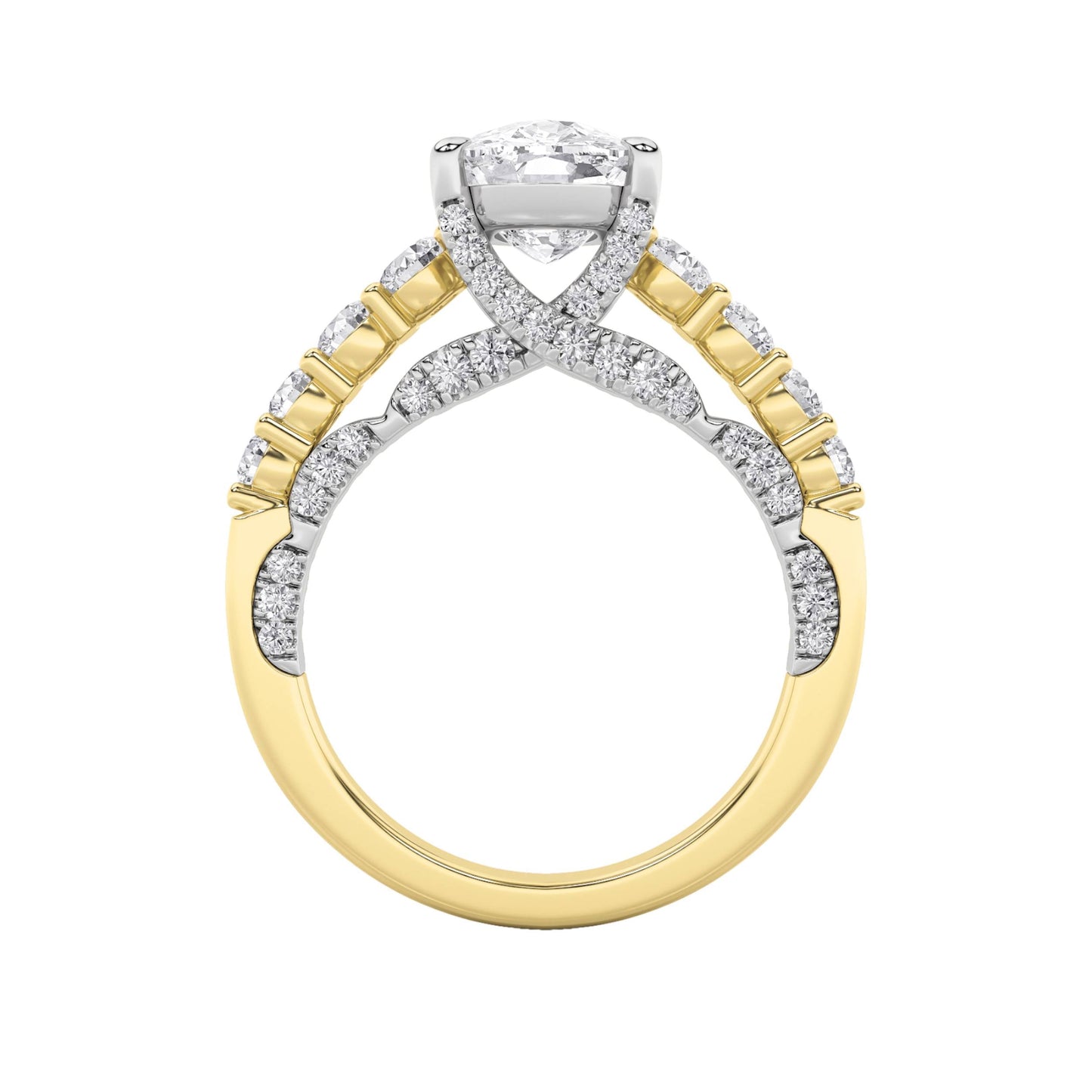 4Cttw Elongated Cushion Shaped Lab Grown Diamond (F/VS)  Ring in 14K Gold