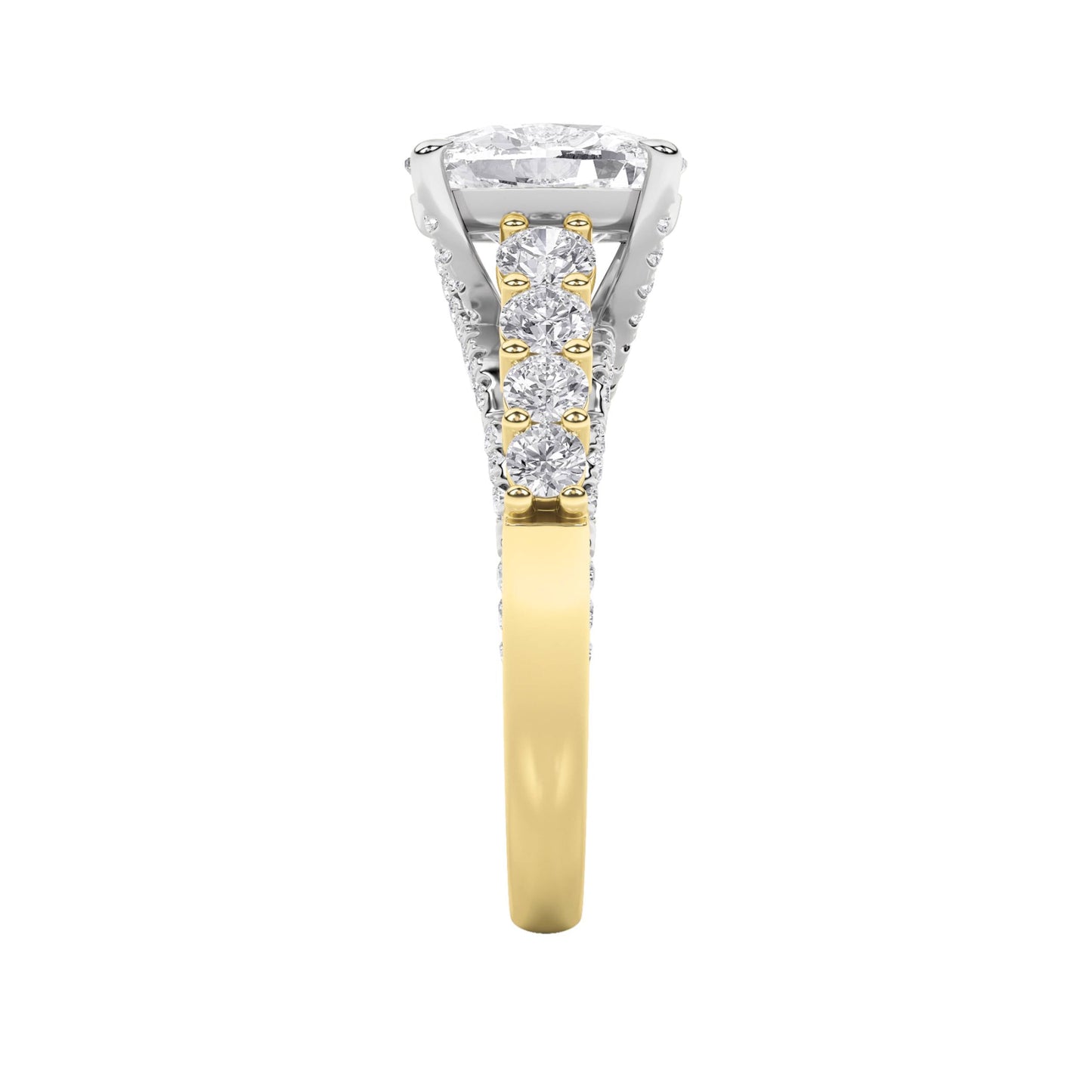 4Cttw Elongated Cushion Shaped Lab Grown Diamond (F/VS)  Ring in 14K Gold