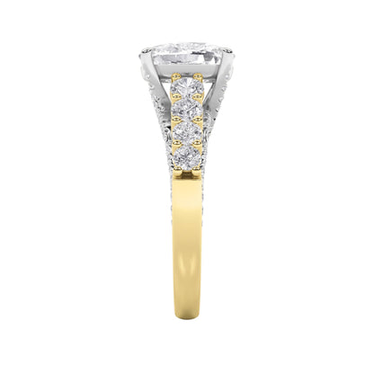 4Cttw Elongated Cushion Shaped Lab Grown Diamond (F/VS)  Ring in 14K Gold