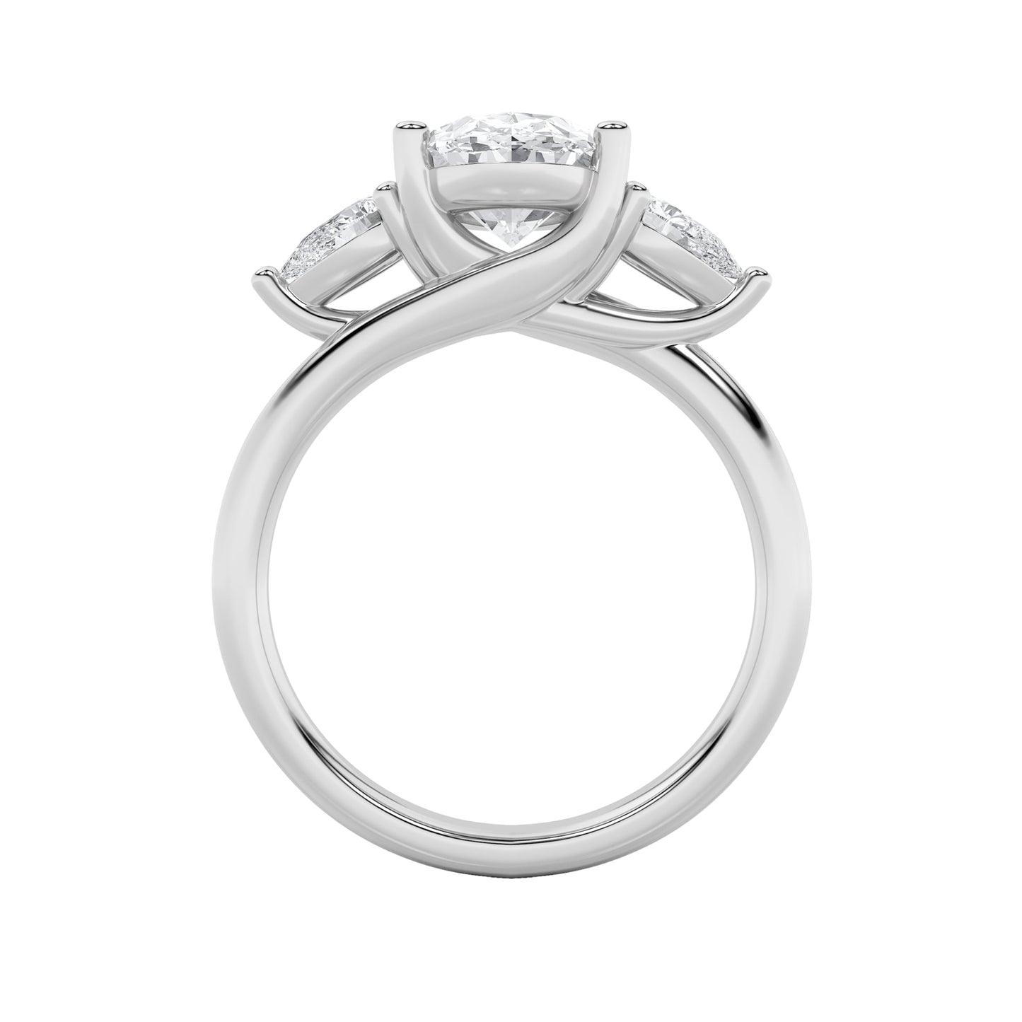 2.5Cttw Oval Shaped Lab Grown Diamond (F/VS) Accented Three Stone Ring in 14K Gold