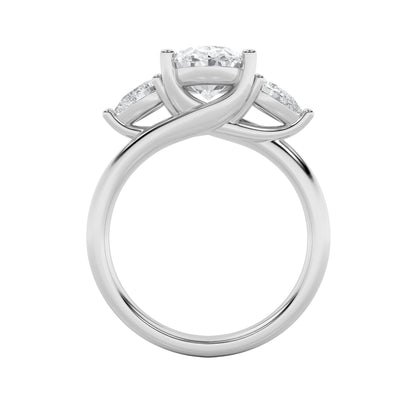 2.5Cttw Oval Shaped Lab Grown Diamond (F/VS) Accented Three Stone Ring in 14K Gold