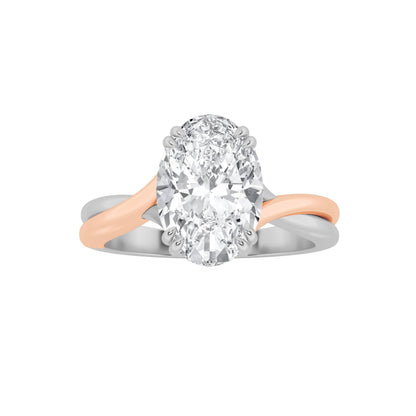 2Cttw Oval Shaped Lab Grown Diamond (F/VS) Solitaire Engagement Ring in 14K Gold