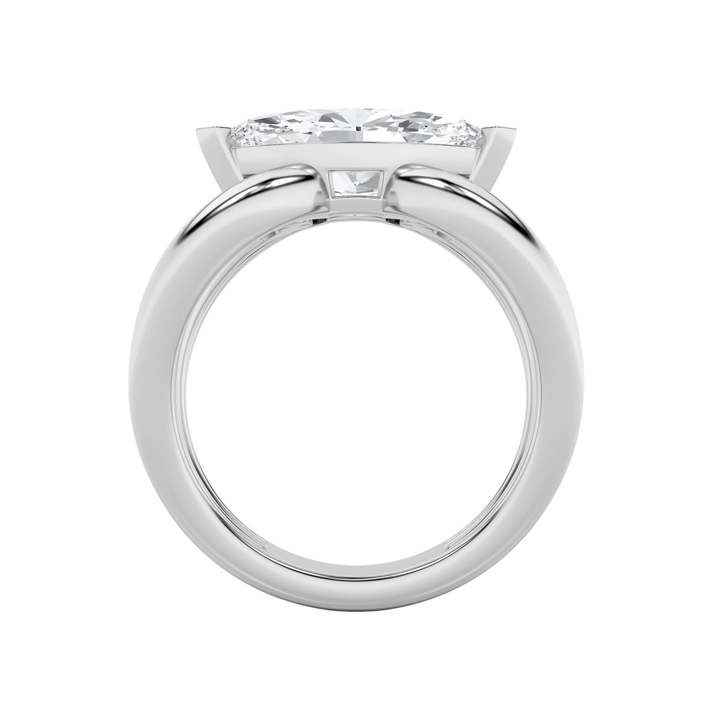 2Cttw Marquise Shaped Lab Grown Diamond (F/VS) East West Solitaire Engagement Ring in 14K Gold